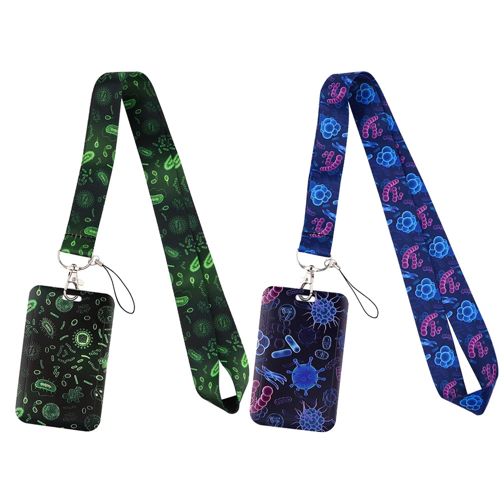 Lanyard Biológico Flyingbee – Cordão com Estampa de Células para Crachá, Chaves ou Acesso
