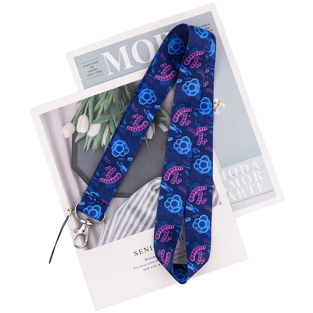 Lanyard Biológico Flyingbee – Cordão com Estampa de Células para Crachá, Chaves ou Acesso