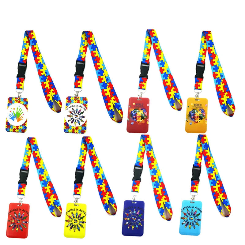 Cordão de Pescoço Autismo – Estampa Mão a Mão | Porta-Crachá, Chaveiro e Suporte para Celular