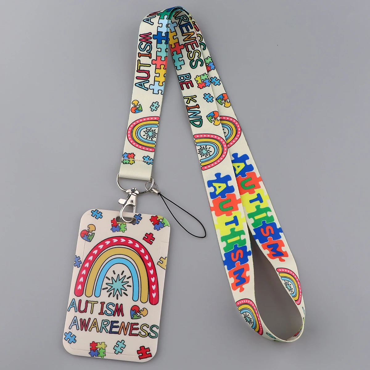Lanyard Autismo Arco-Íris – Chaveiro e Porta-Crachá | Ideal para Identificação e Presentes