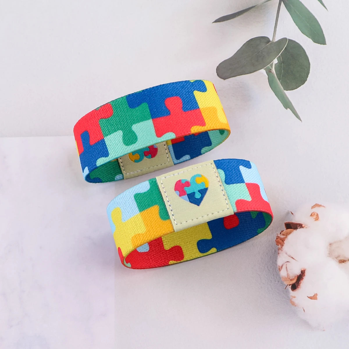 Pulseira Elástica Quebra-Cabeça – Conscientização do Autismo