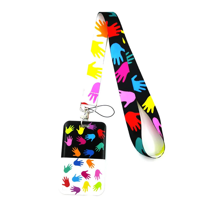 Cordão de Pescoço Autismo – Estampa Mão a Mão | Porta-Crachá, Chaveiro e Suporte para Celular